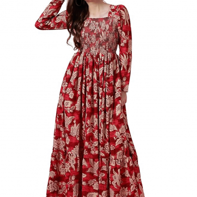 Women's Maxi Floral Print Crepe Regular Sleeves Casual Dress