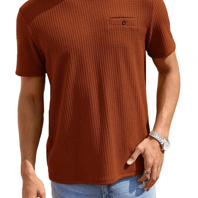 Men's Waffle Knitted Crew Neck Regular Fit Tees