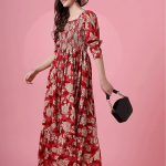 Women's Maxi Floral Print Crepe Regular Sleeves Casual Dress